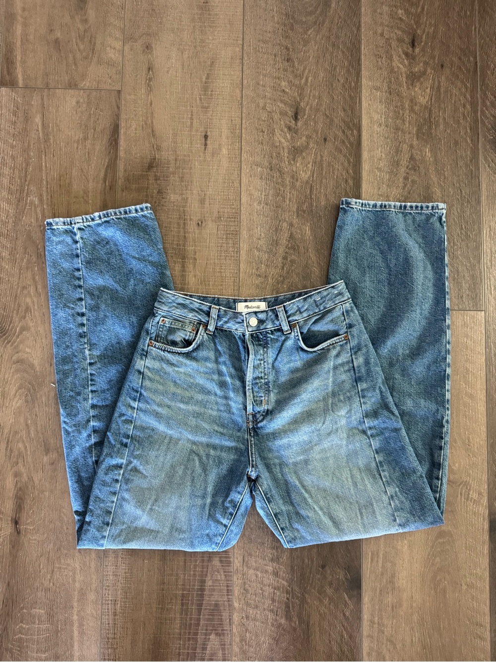 Madewell High-Rise Straight-Leg Jeans in Medium Blue Wash